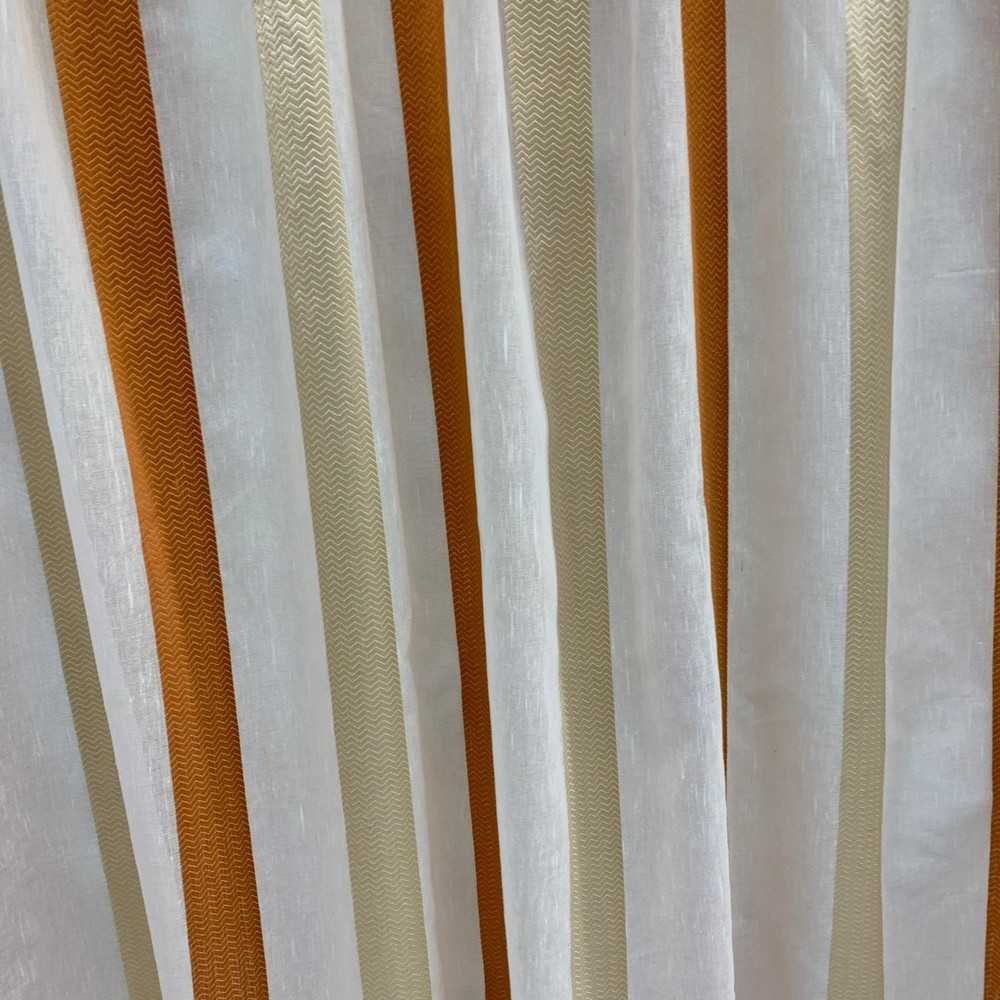 Tenda a righe verticali in mussola di cotone color beige e bordeaux -  Magzero1 S.R.L.S.