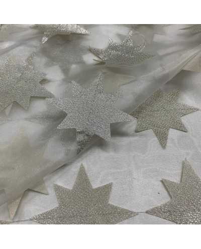 Tessuto Organza Stelle 8 Punte 50 Cm